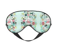 Soft Light Blocking I Love The 90s Illustration Print Sleep Mask for Side Sleeper Women Men,Breathable Eye Mask with Adjustable Strap