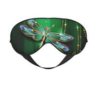 Soft Light Blocking Jewel Dragonfly Print Sleep Mask for Side Sleeper Women Men,Breathable Eye Mask with Adjustable Strap