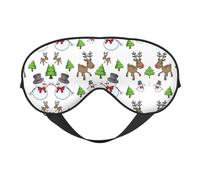 Soft Light Blocking Merry Christmas Happy Print Sleep Mask for Side Sleeper Women Men,Breathable Eye Mask with Adjustable Strap