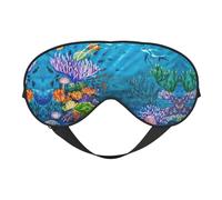 Soft Light Blocking Ocean Sea Turtle Tropical Fish Starfish Print Sleep Mask for Side Sleeper Women Men,Breathable Eye Mask with Adjustable Strap