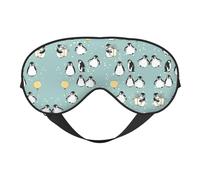 Soft Light Blocking Penguin Balloon Snowflake Print Sleep Mask for Side Sleeper Women Men,Breathable Eye Mask with Adjustable Strap