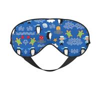 Soft Light Blocking Penguin Turtle Print Sleep Mask for Side Sleeper Women Men,Breathable Eye Mask with Adjustable Strap