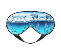 Soft Light Blocking Penguins On The Iceberg Print Sleep Mask for Side Sleeper Women Men,Breathable Eye Mask with Adjustable Strap