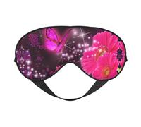 Soft Light Blocking Pink Flower Purple Butterfly Print Sleep Mask for Side Sleeper Women Men,Breathable Eye Mask with Adjustable Strap
