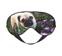 Soft Light Blocking Pugs in The Garden Print Sleep Mask for Side Sleeper Women Men,Breathable Eye Mask with Adjustable Strap