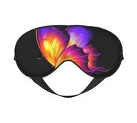 Soft Light Blocking Purple Butterfly Print Sleep Mask for Side Sleeper Women Men,Breathable Eye Mask with Adjustable Strap