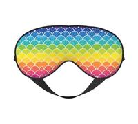 Soft Light Blocking Rainbow Fish Scale Print Sleep Mask for Side Sleeper Women Men,Breathable Eye Mask with Adjustable Strap