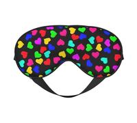Soft Light Blocking Rainbow Hearts Print Sleep Mask for Side Sleeper Women Men,Breathable Eye Mask with Adjustable Strap