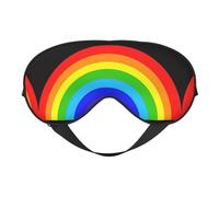 Soft Light Blocking Rainbow Print Sleep Mask for Side Sleeper Women Men,Breathable Eye Mask with Adjustable Strap