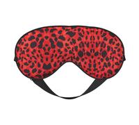 Soft Light Blocking Red Leopard Pattern Print Sleep Mask for Side Sleeper Women Men,Breathable Eye Mask with Adjustable Strap