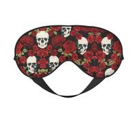 Soft Light Blocking Rose Skull Print Sleep Mask for Side Sleeper Women Men,Breathable Eye Mask with Adjustable Strap