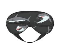 Soft Light Blocking Shark Print Sleep Mask for Side Sleeper Women Men,Breathable Eye Mask with Adjustable Strap