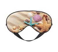 Soft Light Blocking Shells On The Beach Print Sleep Mask for Side Sleeper Women Men,Breathable Eye Mask with Adjustable Strap