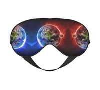 Soft Light Blocking Space Planet Earth Print Sleep Mask for Side Sleeper Women Men,Breathable Eye Mask with Adjustable Strap