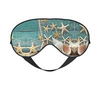 Soft Light Blocking Starfish Seashell Beach Print Sleep Mask for Side Sleeper Women Men,Breathable Eye Mask with Adjustable Strap