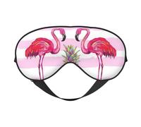 Soft Light Blocking Summer Tropical Flamingo and Pineapple Print Sleep Mask for Side Sleeper Women Men,Breathable Eye Mask with Adjustable Strap