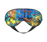 Soft Light Blocking The Underwater World Tropical Fish Print Sleep Mask for Side Sleeper Women Men,Breathable Eye Mask with Adjustable Strap