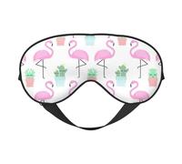 Soft Light Blocking Tropical Flamingo Cute Cactus Print Sleep Mask for Side Sleeper Women Men,Breathable Eye Mask with Adjustable Strap
