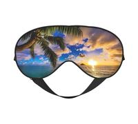 Soft Light Blocking Tropical Hawaii Palm Tree Ocean Sea Sunset Print Sleep Mask for Side Sleeper Women Men,Breathable Eye Mask with Adjustable Strap