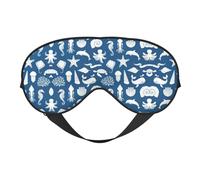 Soft Light Blocking Underwater Marine Life Print Sleep Mask for Side Sleeper Women Men,Breathable Eye Mask with Adjustable Strap