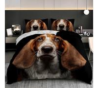 Soft Lightweight Duvet Cover Set Animal Beagle Portrait Three Piece Bedding Sets King 91x87 inch, Hypoallergenic Microfiber Animal Dog Duvet Cover Set For Kids Teen Adult