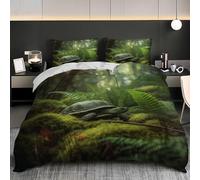 Soft Lightweight Duvet Cover Set Jungle Turtle Pattern Three Piece Bedding Sets Euro Size 60x79 inch, Hypoallergenic Microfiber Green Duvet Cover Set For Kids Teen Adult