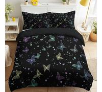 Soft, Lightweight Duvet Cover Set | Mystic Fantasy Ethereal Bedding Set with Pillowcases Gradient Butterfly Magic Star Quilt Cover with Zipper Closure for Boys, Girls, and Adults 120 x 150 cm