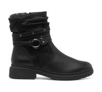 Soft Line Womens Black Ankle Boots Wide Fit Side Zip Block Heel Warm Lined SIZE