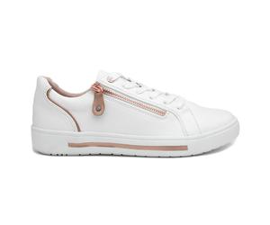 Soft Line Womens Shoes White Adults Ladies Lace Up Zip Up Wide Fit Jenny SIZE