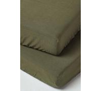 Soft Linen Fitted Cot Sheet, Pack of 2 Homescapes Green Cot
