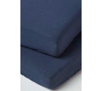 Soft Linen Fitted Cot Sheet, Pack of 2 Homescapes Navy Cot
