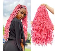 Soft Locs 24 Inch 2 Pack Pink Colour Faux Locs Crochet Hair Pre-Looped Locs Synthetic Crochet Braids Hair Extensions for Black Women (24 Inches, 2 Packs, Pink)