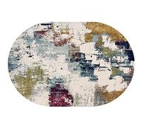 Soft Low Pile Area Rug 140x190 cm Washable Non-Slip Indoor Carpet Colorful White Watercolor Design for Living Room & Bedroom Home Decor