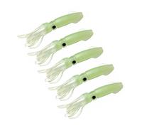 Soft Luminous Octopus Trolling Saltwater Bait Squid Skirt Fishing Lures Glow in Dark,4.13inch,(5pcs)