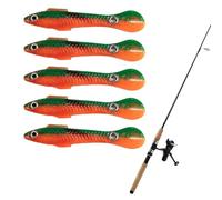Soft Lures Kit for Bass Trout - 5 Pieces Frog Lures with Paddlesuits Swimbaits | 3D Eyes Design | Realistic Spoon Lurres and Accessories for the De,