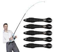 Soft Lures Kit for Bass Trout - 5 Pieces Frog Lures with Paddlesuits Swimbaits | 3D Eyes Design | Realistic Spoon Lurres and Accessories for the De,