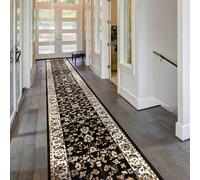 Soft & Luxurious Hallway Runner Rug - Comfortable Carpet for Hall, Kitchen & Corridor - Stain-Resistant, Dirt-Resistant - Multiple Sizes - 60cm x 150cm - 9mm Thick - Persian, Black