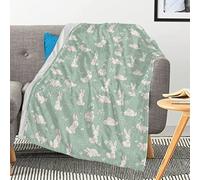 Soft Luxury Easter Blanket Cute Bunny Spring Flower Warm Throw Blanket for Couch,Lightweight Plush Fuzzy Cozy Easter Blanket Throw,Seasonal Spring Holiday Blankets for Couch Bed Living Room 60"x50"