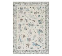 Soft Marine Animal Washable Faux Wool Stain Resistant Rug Rubber Non-Slip Backing for Playroom Bathroom Living Room Bedroom Bedside Beachy Cute Coastal Nautical Nursery Rug (Green Multi, 5' x 7')
