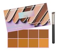 Soft Matte Cream Concealer,8-Shade Fade Palette with Brush,Applicator Waterproof Full Coverage Cream for Blemishes & Cover,Color Correcting Cream,Long Lasting Moisturizing Lightweight (Dark Colour)