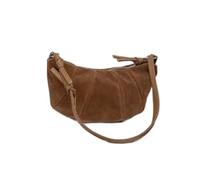 Soft Matte PU Leather Croissant Shoulder Bag, Women Solid Color Shoulder Bag with Adjustable Strap(Brown)