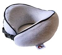Soft Memory Foam Travel Pillow | Flight Pillow | Neck Pillow | 100% Cotton | Travel Neck Pillow for Airplane | Ergonomic | Adults & Kids | Carry Bag | Grey