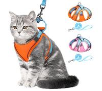 Soft Mesh Escape-Proof Cat Harness and Leash Set for Walking, Adjustable Reflective Vest Harness, Puppy Harness and Lead Set, Walking Jacket Running Cushioning Vest for Outdoor Training, (XS Orange)