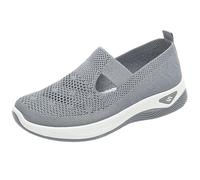 Soft Mesh Gym Workout Sneakers,Memory Foam Sneakers Tennis,Slip On Sneaker Lace Free Shoes,Provides Grip,Lightweight,Comfortable and Soft,for Long Term Standing Work,Walking Gray