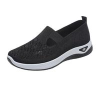 Soft Mesh Gym Workout Sneakers,Memory Foam Sneakers Tennis,Slip On Sneaker Lace Free Shoes,Provides Grip,Lightweight,Comfortable and Soft,for Long Term Standing Work,Walking Black