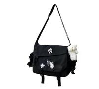 Soft Messenger Bag Large Capacity Zipper Closure with Car Stitching Crossbody - Japanese Kawaii Harajuku Street Single Strap Shoulder for Daily Commute