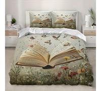 Soft Microfiber 3D Duvet Cover Set Single 53x79 inch Dream Magic Book Bedding Set 3-piece with Zipper Natural Scenery Comfortable and Hypoallergenic Quilt Cover for Kids Teens Adults Bedroom