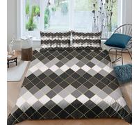 Soft Microfiber 3D Print Classic diamond pattern Duvet Cover All Season Bedding Set w/ Pillow Shams Modern geometric Quilt Cover Sets Easy Care Breathable Machine Washable for Couples King（220x240cm）