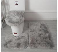 Soft Microfiber Bathroom Rugs Sets 3 Piece,Non-Slip Bath Mat Fluffy Plush Toilet Seat Cover for Bathroom,Water Absorbent Bathmat,Machine Washable (Dark Grey)