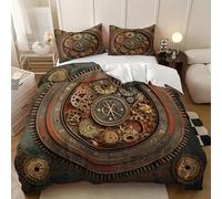 Soft Microfiber Duvet Cover Euro Size Bedding Set 61x87 inch Steampunk Creativity Breathable Machine Washable Duvet Cover Mechanical Wind 3 Pcs with 2 Pillowcase for Children Adult